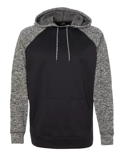 J. America 8612 Men's Colorblocked Cosmic Fleece Hooded Sweatshirt — blank hooded sweatshirt, front view