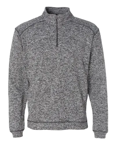 J. America 8614 Men's Cosmic Fleece Quarter-Zip Sweatshirt — blank crewneck sweatshirt, front view