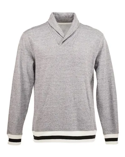 J. America 8704 Men's Peppered Fleece Shawl Collar Sweatshirt — blank crewneck sweatshirt, front view