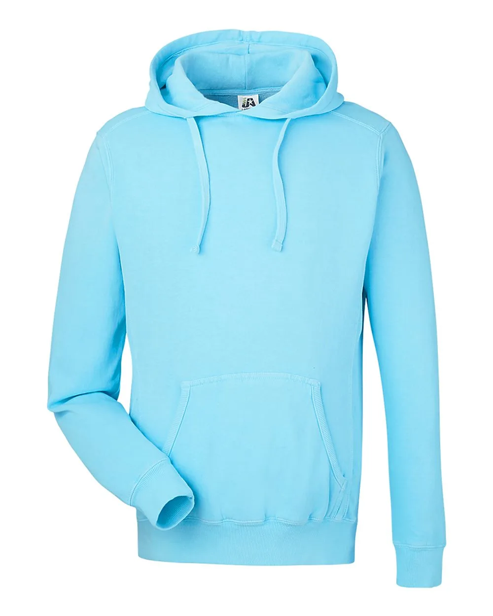 J. America 8730 Unisex Pigment-Dyed Fleece Hooded Sweatshirt — blank hooded sweatshirt, front view