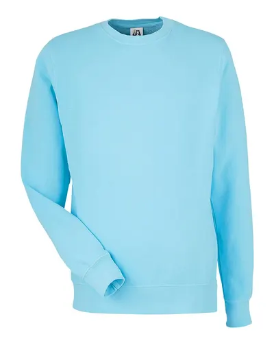 J. America 8731 Unisex Pigment-Dyed Fleece Crewneck Sweatshirt — blank crewneck sweatshirt, front view