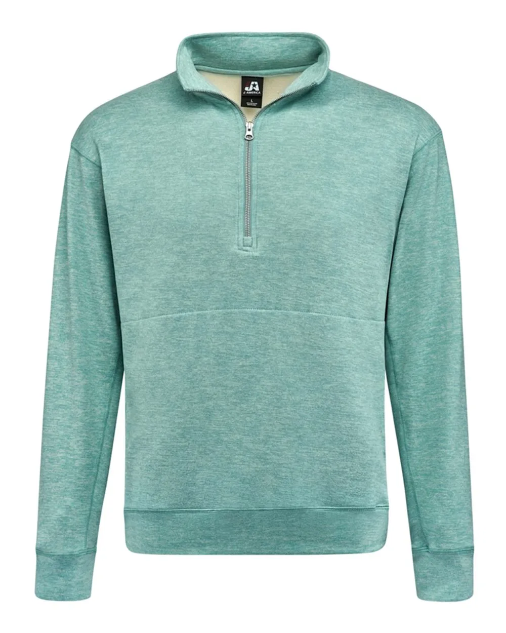 J. America 8741 Unisex Electric Fleece Quarter-Zip Sweatshirt — blank crewneck sweatshirt, front view