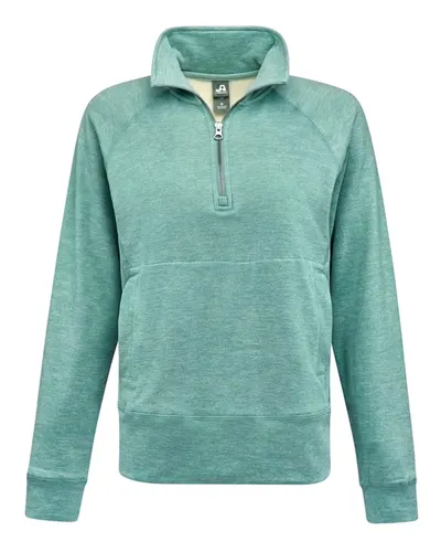 J. America 8743 Women's Electric Fleece Quarter-Zip Sweatshirt — blank crewneck sweatshirt, front view