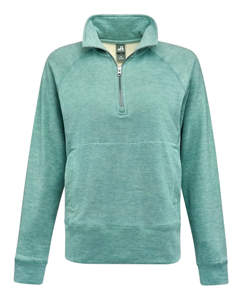 J. America 8743 Women's Electric Fleece Quarter-Zip Sweatshirt — blank crewneck sweatshirt, front view