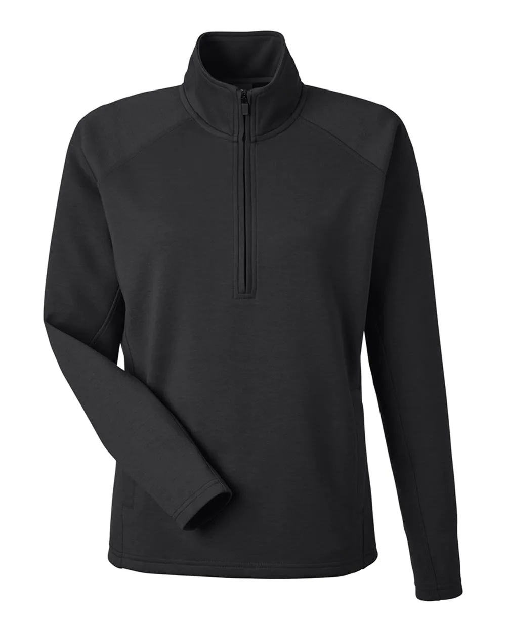 J. America 8754 Women's Apex Fleece Quarter-Zip Pullover — blank fleece pullover, front view