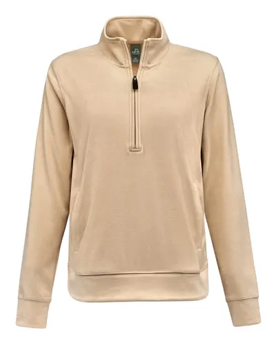 J. America 8762 Women's Element Fleece Quarter-Zip Sweatshirt — blank crewneck sweatshirt, front view