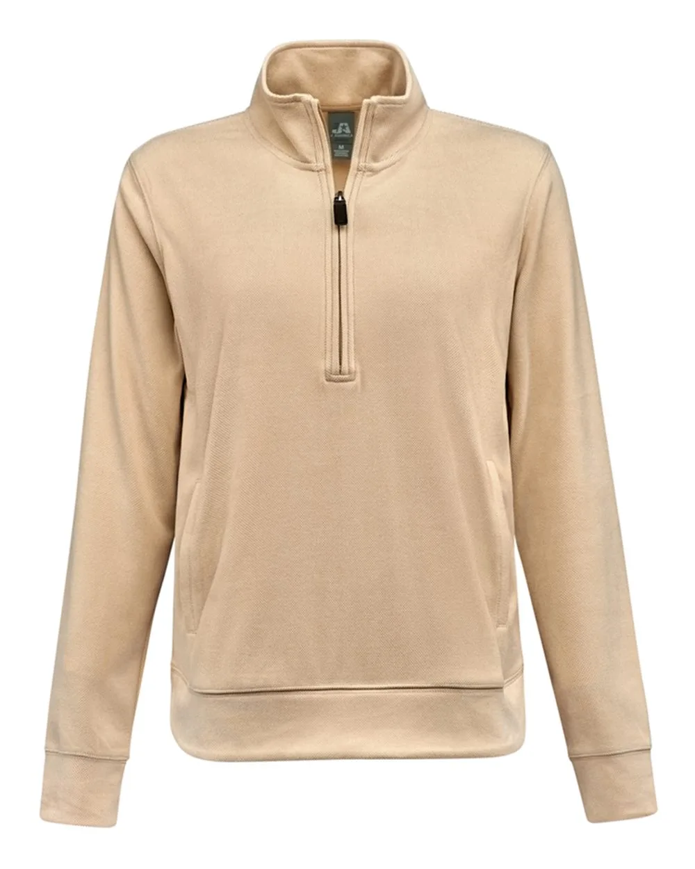 J. America 8762 Women's Element Fleece Quarter-Zip Sweatshirt — blank crewneck sweatshirt, front view