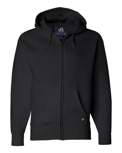 J. America 8821 Men's Premium Full-Zip Hooded Sweatshirt — blank hooded sweatshirt, front view