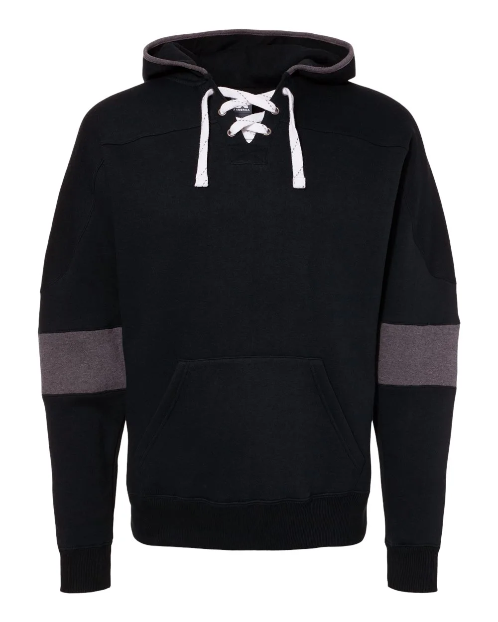 J. America 8832 Men's Sport Lace Colorblocked Fleece Hooded Sweatshirt — blank hooded sweatshirt, front view