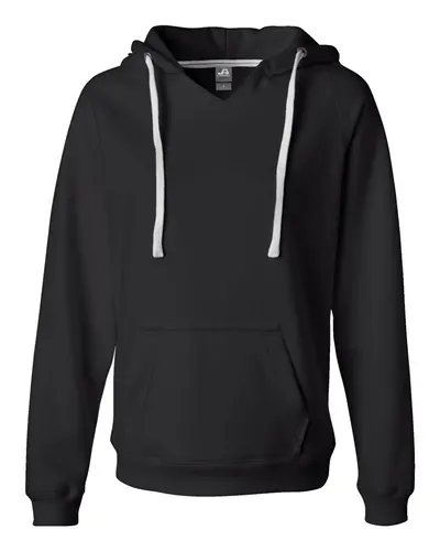 J. America 8836 Women's Sueded V-Neck Hooded Sweatshirt — blank hooded sweatshirt, front view