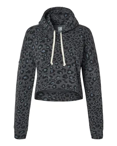 J. America 8853 Women's Crop Hooded Sweatshirt — blank hooded sweatshirt, front view