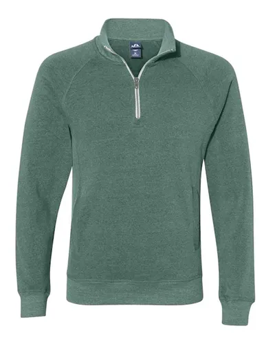 J. America 8869 Men's Triblend Quarter-Zip Sweatshirt — blank crewneck sweatshirt, front view