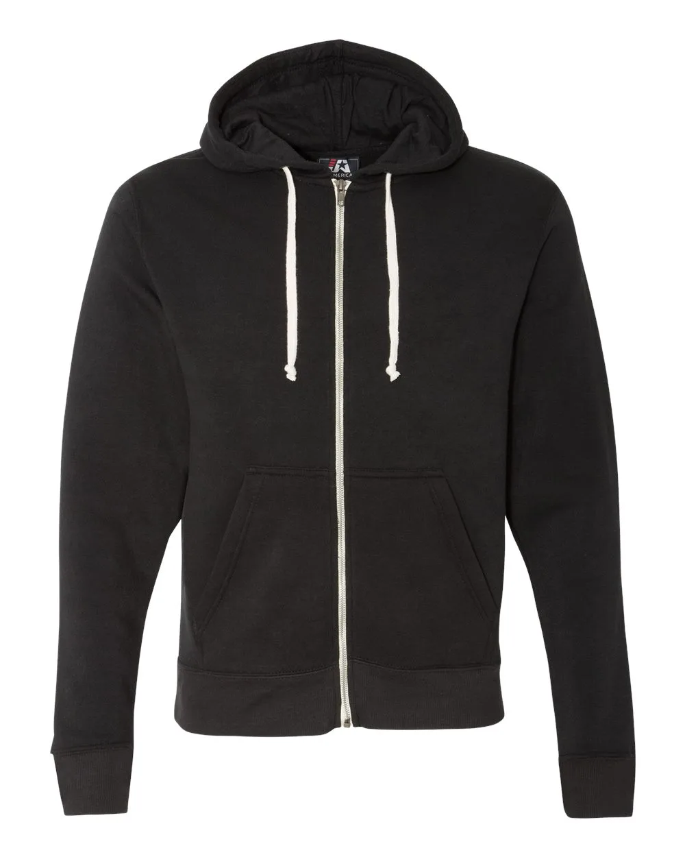 J. America 8872 Men's Triblend Full-Zip Hooded Sweatshirt — blank hooded sweatshirt, front view