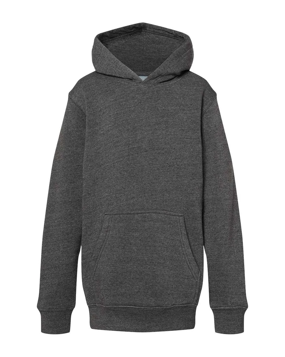 J. America 8880 Youth Triblend Fleece Hooded Sweatshirt — blank hooded sweatshirt, front view