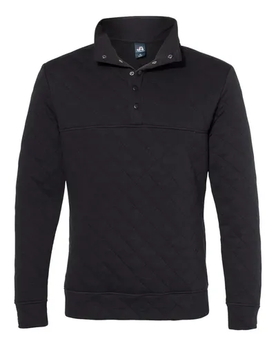 J. America 8890 Men's Quilted Half-Snap Pullover — blank garment, front view