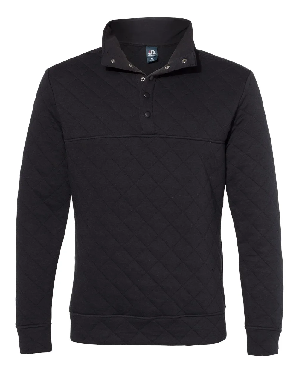 J. America 8890 Men's Quilted Half-Snap Pullover — blank garment, front view