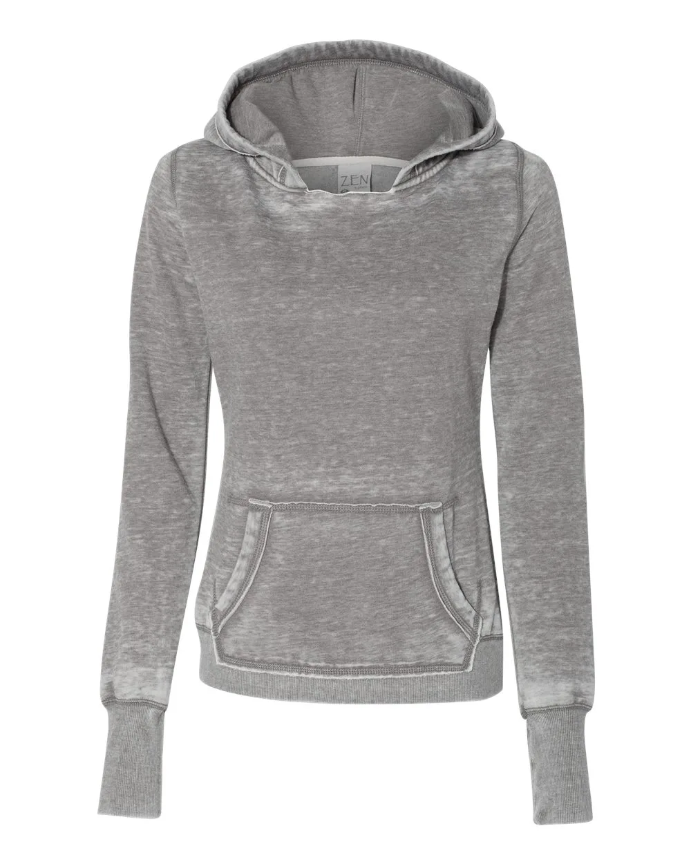J. America 8912 Women's Zen Fleece Hooded Sweatshirt — blank hooded sweatshirt, front view
