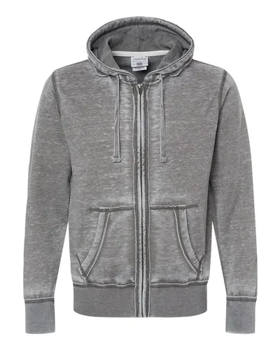 J. America 8916 Men's Vintage Zen Fleece Full-Zip Hooded Sweatshirt — blank hooded sweatshirt, front view