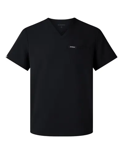 Jaanuu M10002 Men's Platt 3-Pocket Scrub V-Neck Top — blank garment, front view