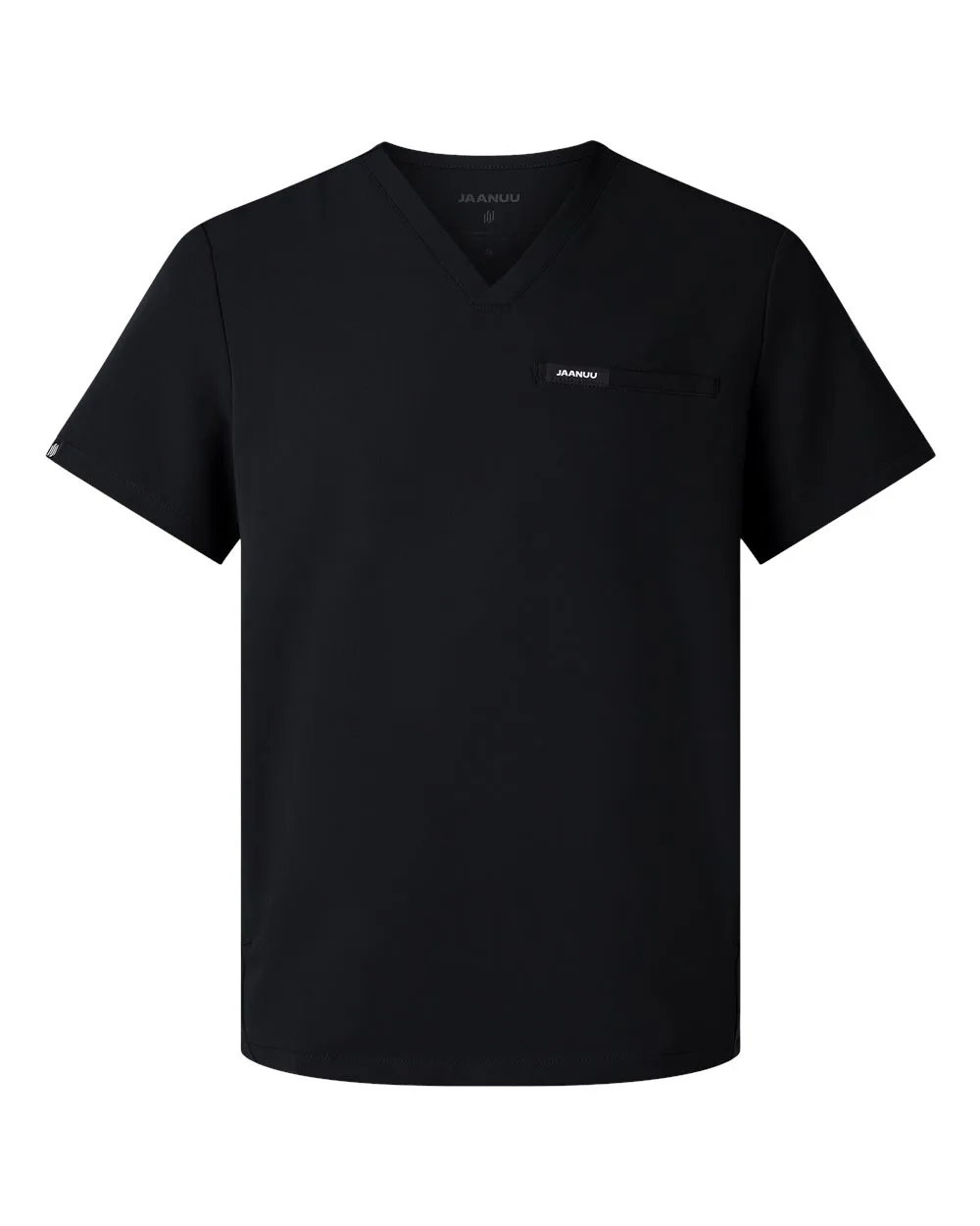 Jaanuu M10002 Men's Platt 3-Pocket Scrub V-Neck Top — blank garment, front view