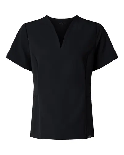 Jaanuu W10003 Women's Calix Fit & Flare Scrub V-Neck Top — blank garment, front view