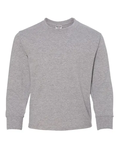 JERZEES 29BLR Youth Dri-Power® Long Sleeve 50/50 T-Shirt — blank t-shirt, front view
