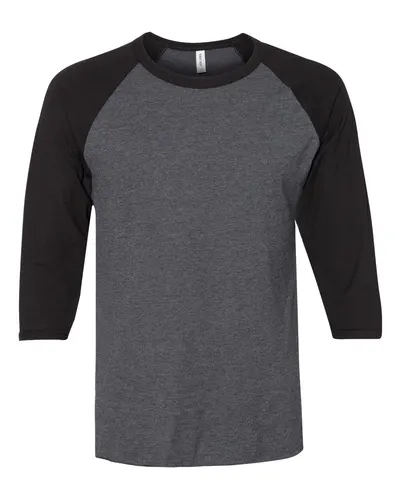 JERZEES 560RR Premium Blend Ringspun Three-Quarter Sleeve Raglan Baseball T-Shirt — blank t-shirt, front view