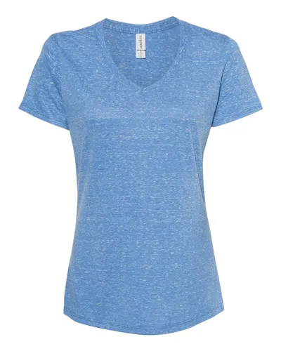 JERZEES 88WVR Women's Snow Heather Jersey V-Neck T-Shirt — blank t-shirt, front view