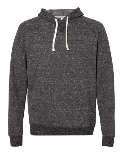 JERZEES 90MR Unisex Snow Heather French Terry Raglan Hooded Sweatshirt — blank hooded sweatshirt, front view