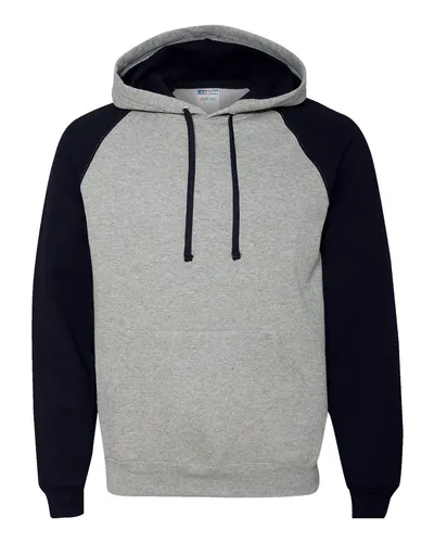 JERZEES 96CR Unisex Nublend® Colorblocked Raglan Hooded Sweatshirt — blank hooded sweatshirt, front view