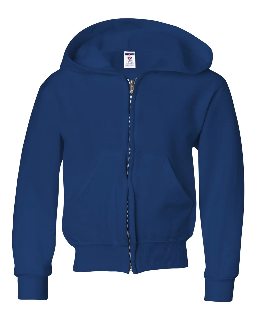 JERZEES 993BR Youth NuBlend® Full-Zip Hooded Sweatshirt — blank hooded sweatshirt, front view