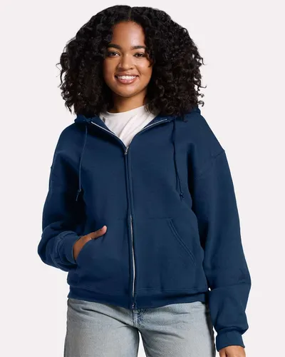 JERZEES Z12MR Unisex Rugged Full-Zip Hooded Sweatshirt — blank hooded sweatshirt, front view