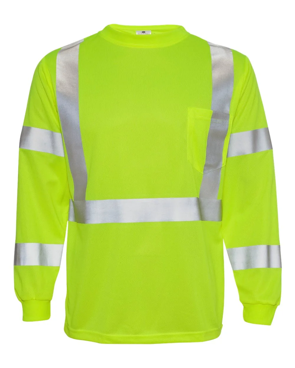 Kishigo 91459146 Unisex Long Sleeve Class 3 T-Shirt — blank long sleeve tee, front view