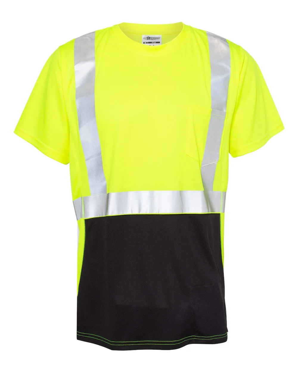 Kishigo 9162 Unisex Black Bottom Class 2 T-Shirt — blank t-shirt, front view