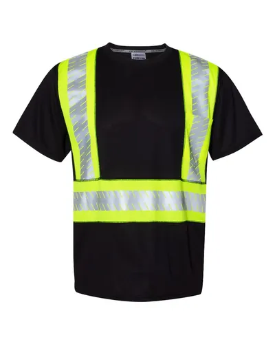 Kishigo B200B204 Unisex EV Series® Enhanced Visibility Contrast Pocket T-Shirt — blank t-shirt, front view