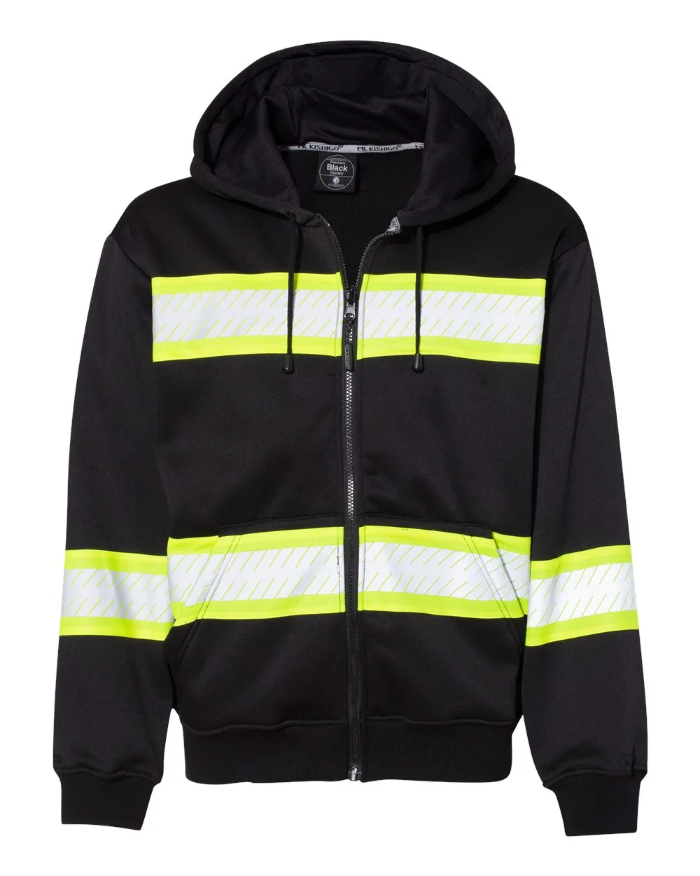 Kishigo B310313 Men's EV Series® Enhanced Visibility Full-Zip Hooded Sweatshirt — blank hooded sweatshirt, front view
