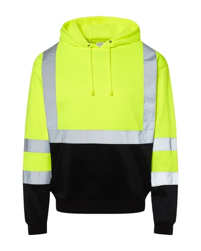 Kishigo JS154 Unisex Hi-Vis Hooded Sweatshirt — blank hooded sweatshirt, front view