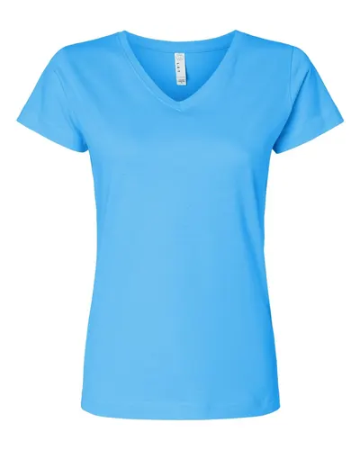 LAT 3507 Women's Fine Jersey V-Neck Tee — blank t-shirt, front view