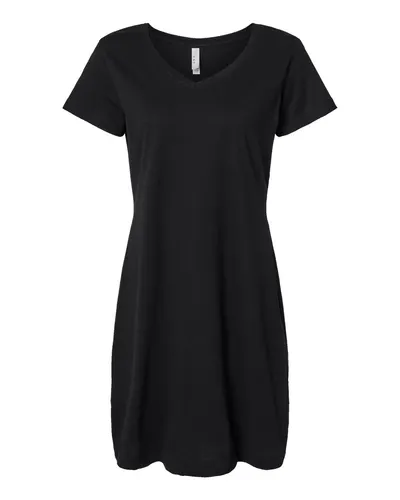 LAT 3522 Women's Fine Jersey V-Neck Coverup — blank t-shirt, front view