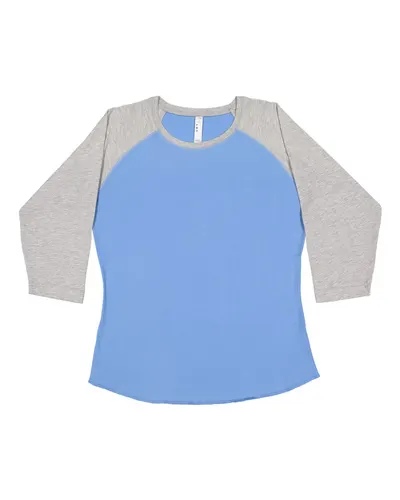 LAT 3530 Women's Baseball Fine Jersey Three-Quarter Sleeve Tee — blank t-shirt, front view