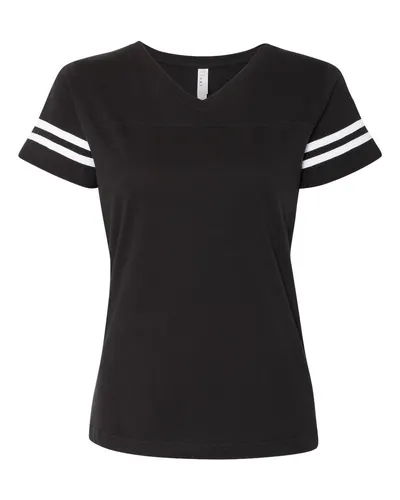 LAT 3537 Women's Football V-Neck Fine Jersey Tee — blank t-shirt, front view