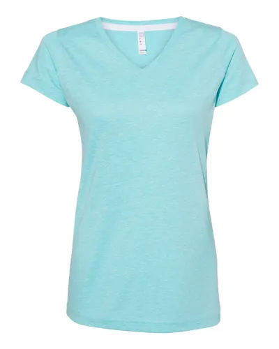 LAT 3591 Women's Harborside Mélange V-Neck Tee — blank t-shirt, front view