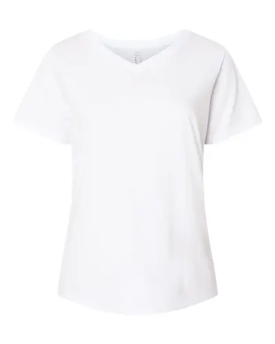 LAT 3817 Women's Curvy Collection Fine Jersey V-Neck Tee — blank t-shirt, front view