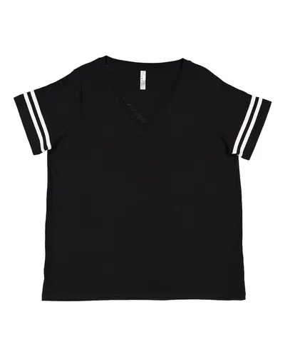 LAT 3837 Women's Curvy Collection Vintage Football Tee — blank t-shirt, front view