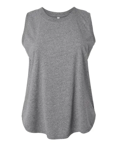 LAT 3892 Women's Curvy Relaxed Fine Jersey Tank — blank tank top, front view