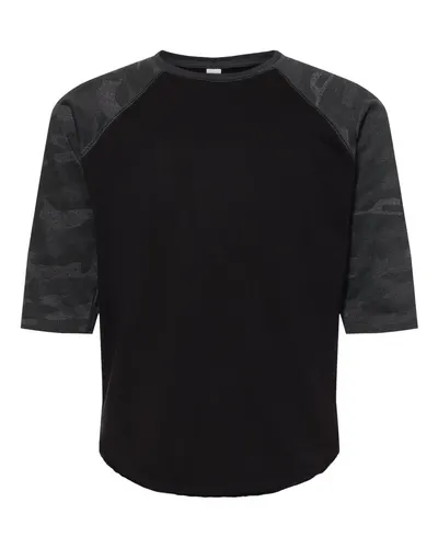 LAT 6130 Youth Baseball Fine Jersey Three-Quarter Sleeve Tee — blank t-shirt, front view