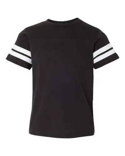 LAT 6137 Youth Football Fine Jersey Tee — blank t-shirt, front view