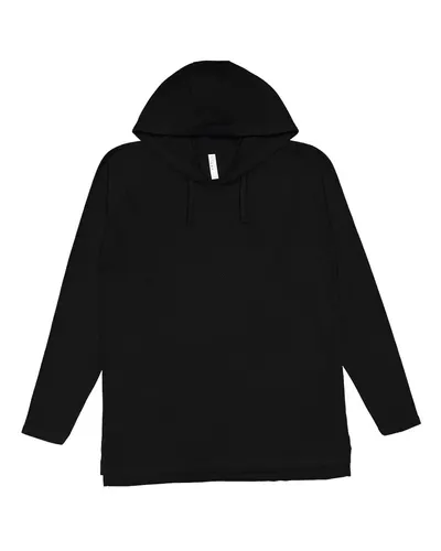 LAT 6917 Unisex Fine Jersey Hooded Long Sleeve Raglan Tee — blank hooded sweatshirt, front view