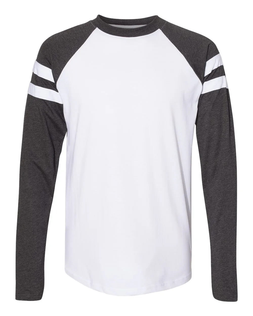 LAT 6934 Unisex Fine Jersey Mash Up Long Sleeve Tee — blank long sleeve tee, front view