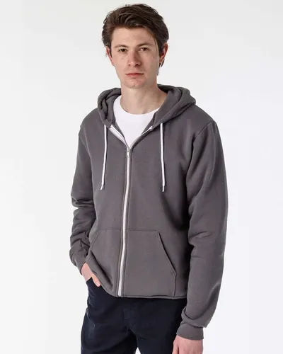 Los Angeles Apparel F97 Unisex USA-Made Flex Fleece Full-Zip Hooded Sweatshirt — blank hooded sweatshirt, front view
